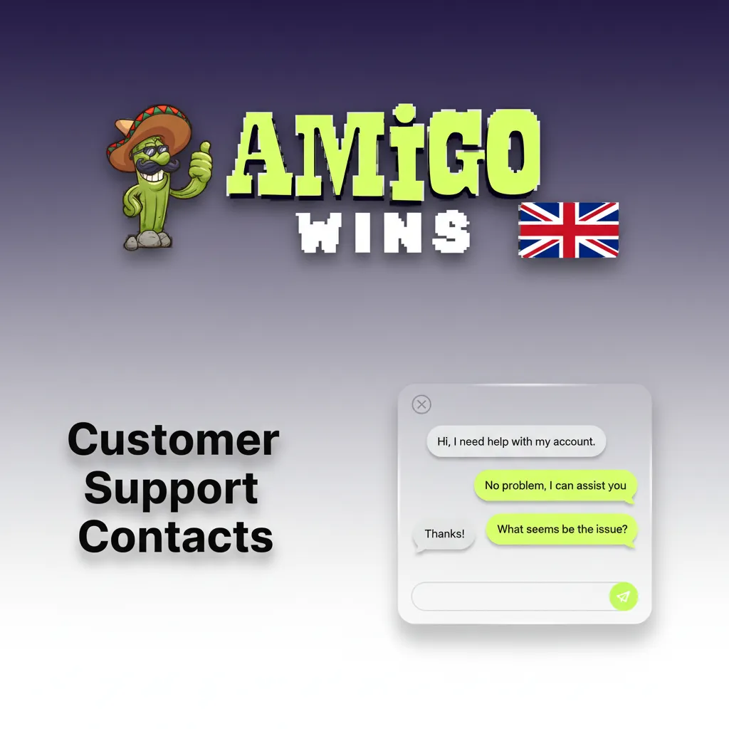 Customer Support Contacts for deposits/withdrawals: 24/7 live chat, support@amigowins.com, in-app messages, Help Centre.