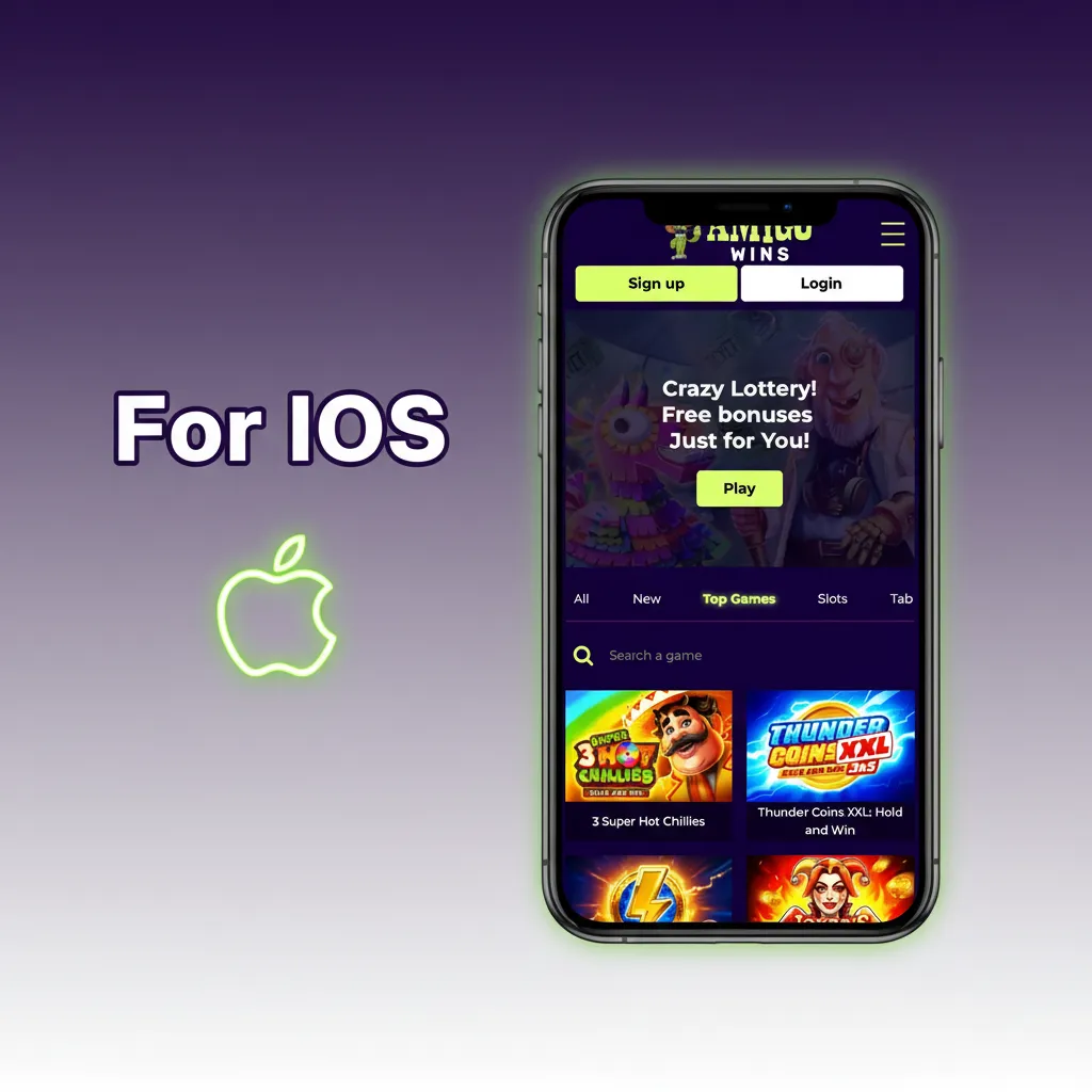 iOS instructions: Add Amigo Wins casino web app to iPhone/iPad Home Screen via Safari Share menu.