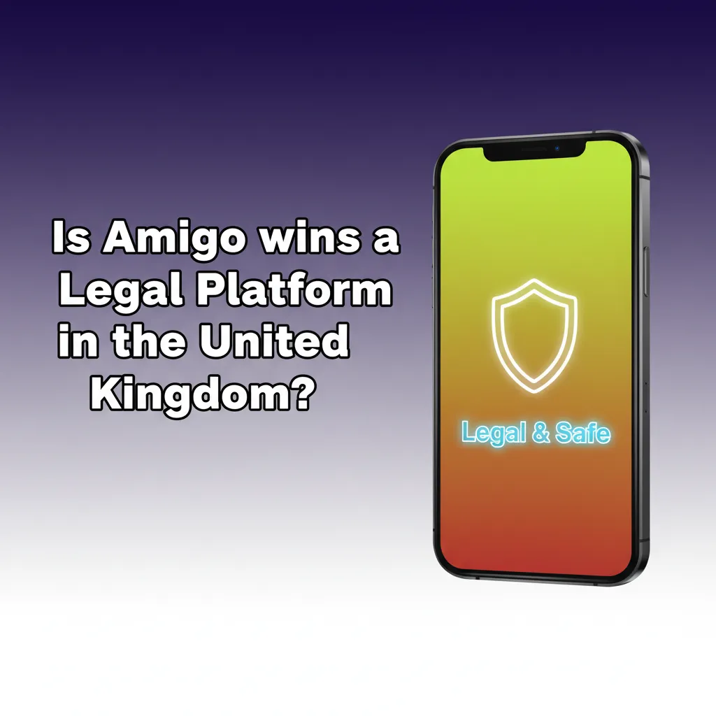 Amigo Wins UK-licensed platform with Gambling Commission badge, privacy policy, age/ID checks, and responsible gaming icons