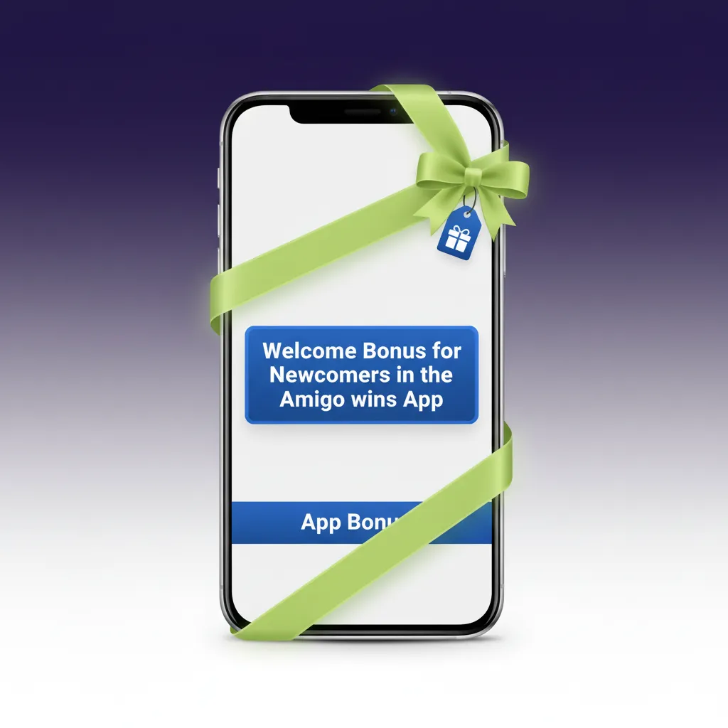 Amigo Wins app banner: Welcome bonus for newcomers. Choose Sports 100% up to €100 or Casino up to €500 + 100 free spins.