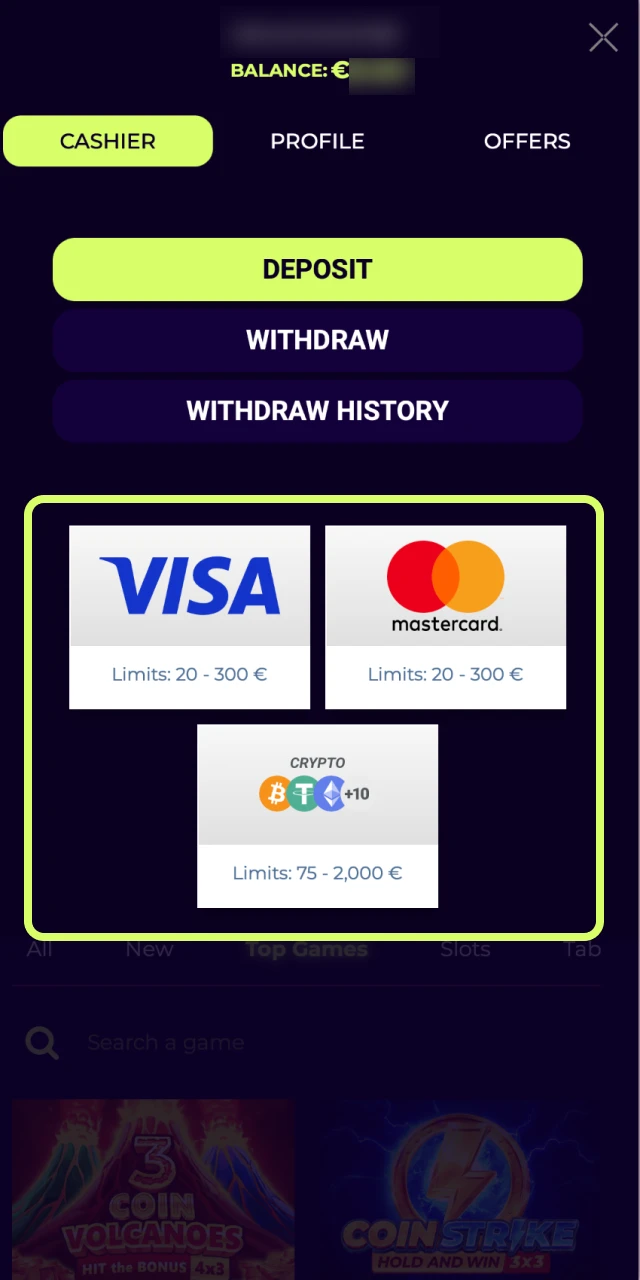 Deposit Amigo wins using your preferred method.