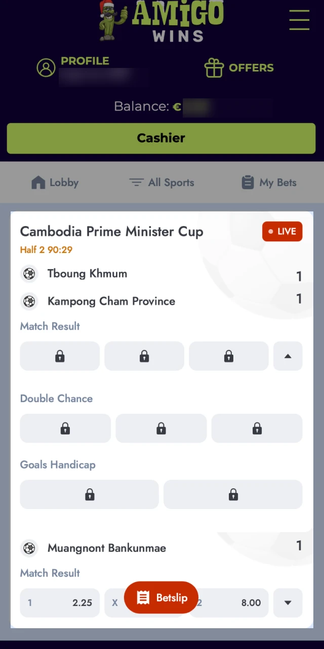 Track the event and use Cash Out Amigo wins if available.