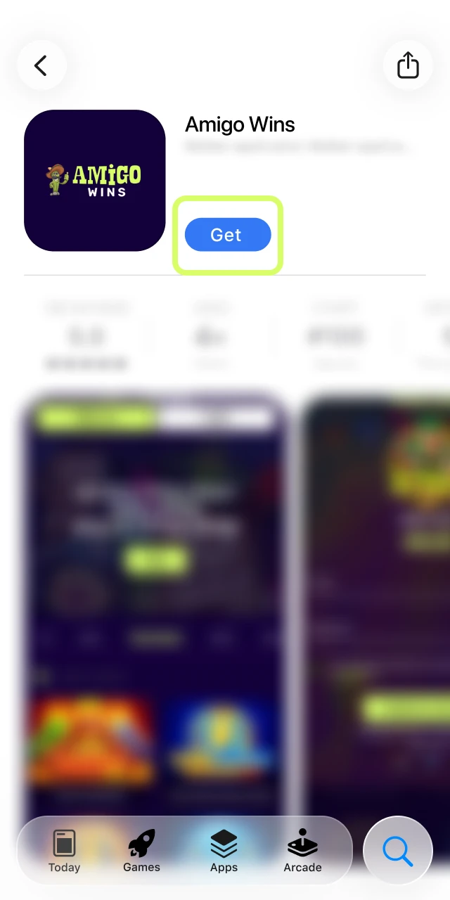 Review the Amigo wins app page and check the publisher details.