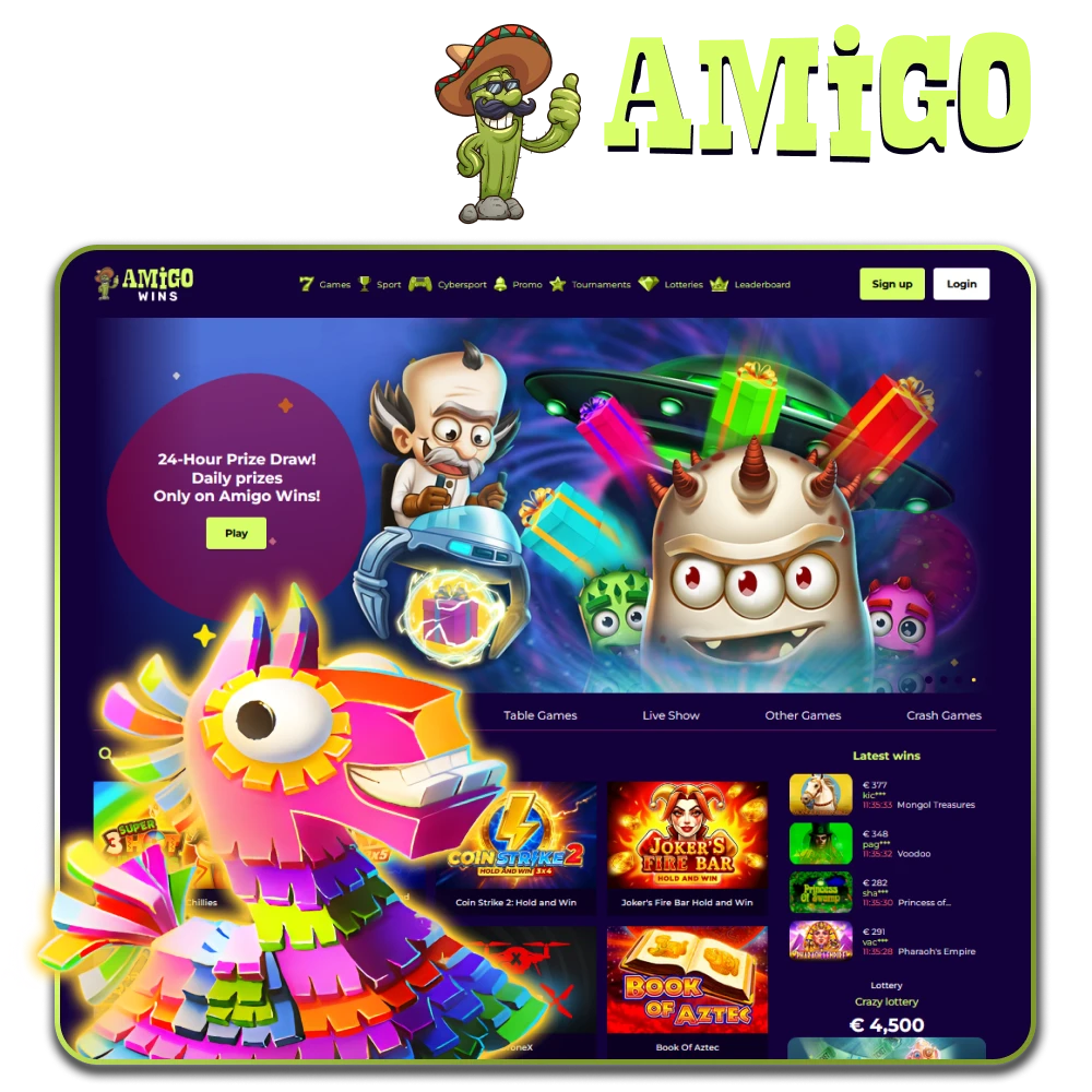Play and win with the official Amigo wins casino.